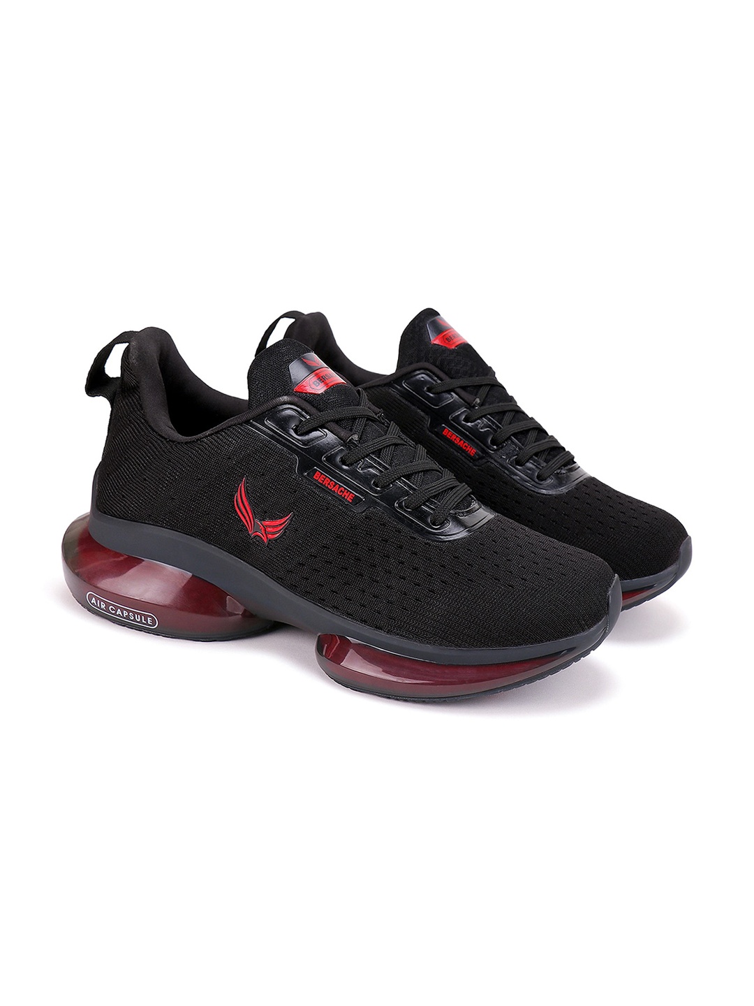 

BERSACHE Men Black Woven Design Sneakers