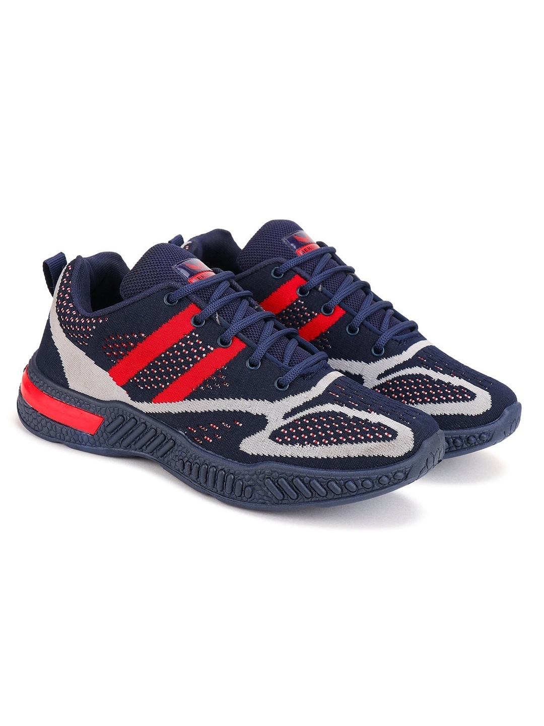 

BERSACHE Men Navy Blue Woven Design Sneakers