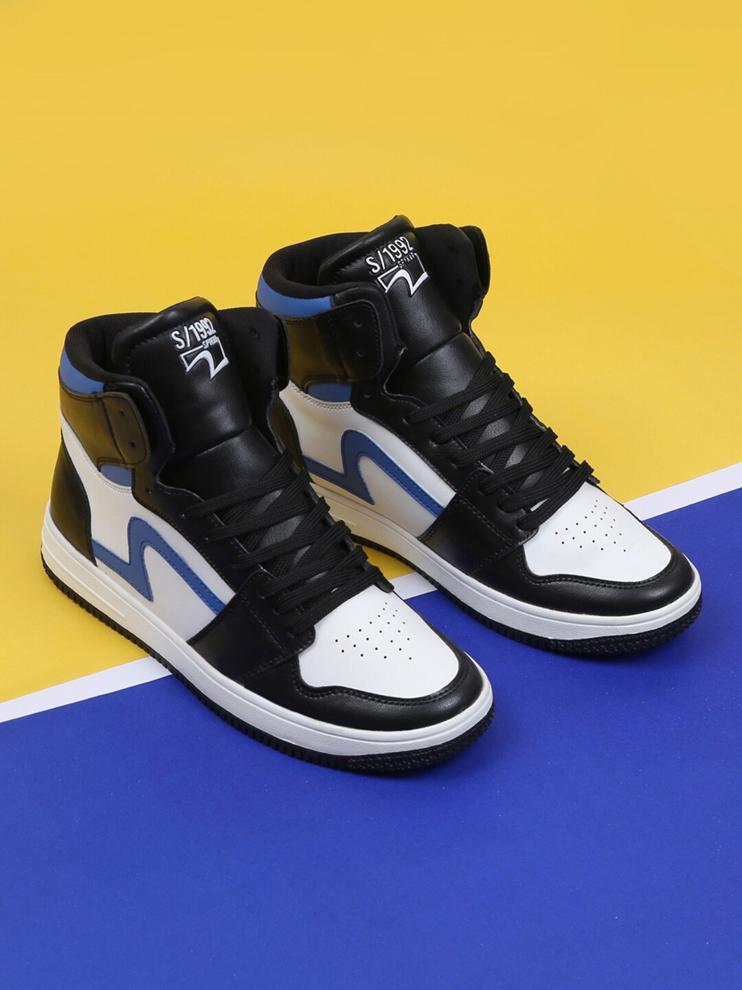 

SPYKAR Men Glen Black-Blue High Tops Walking Non-Marking Shoes