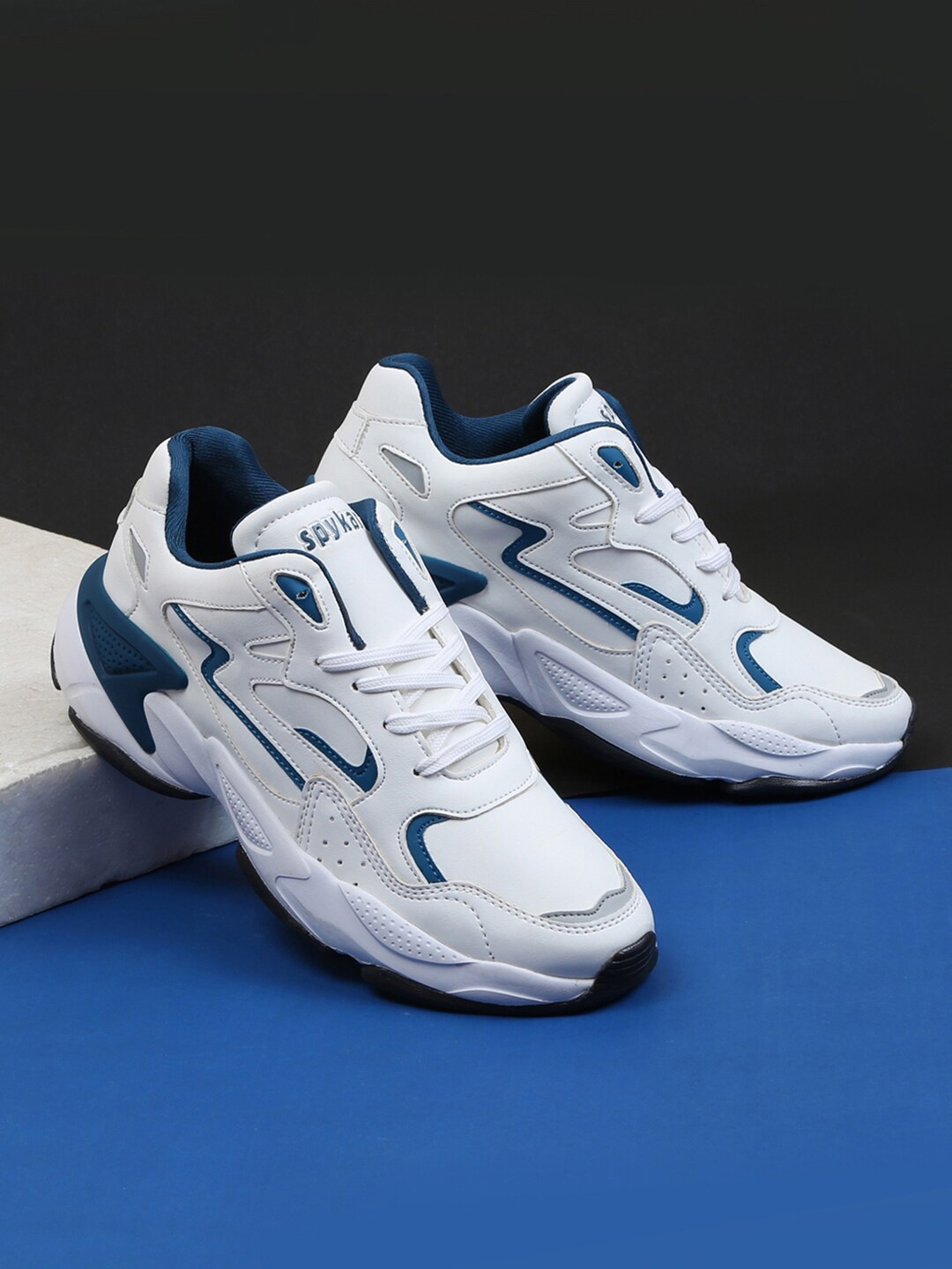 

SPYKAR Men Alfredo White- Teal Sporty Walking Non-Marking Shoes