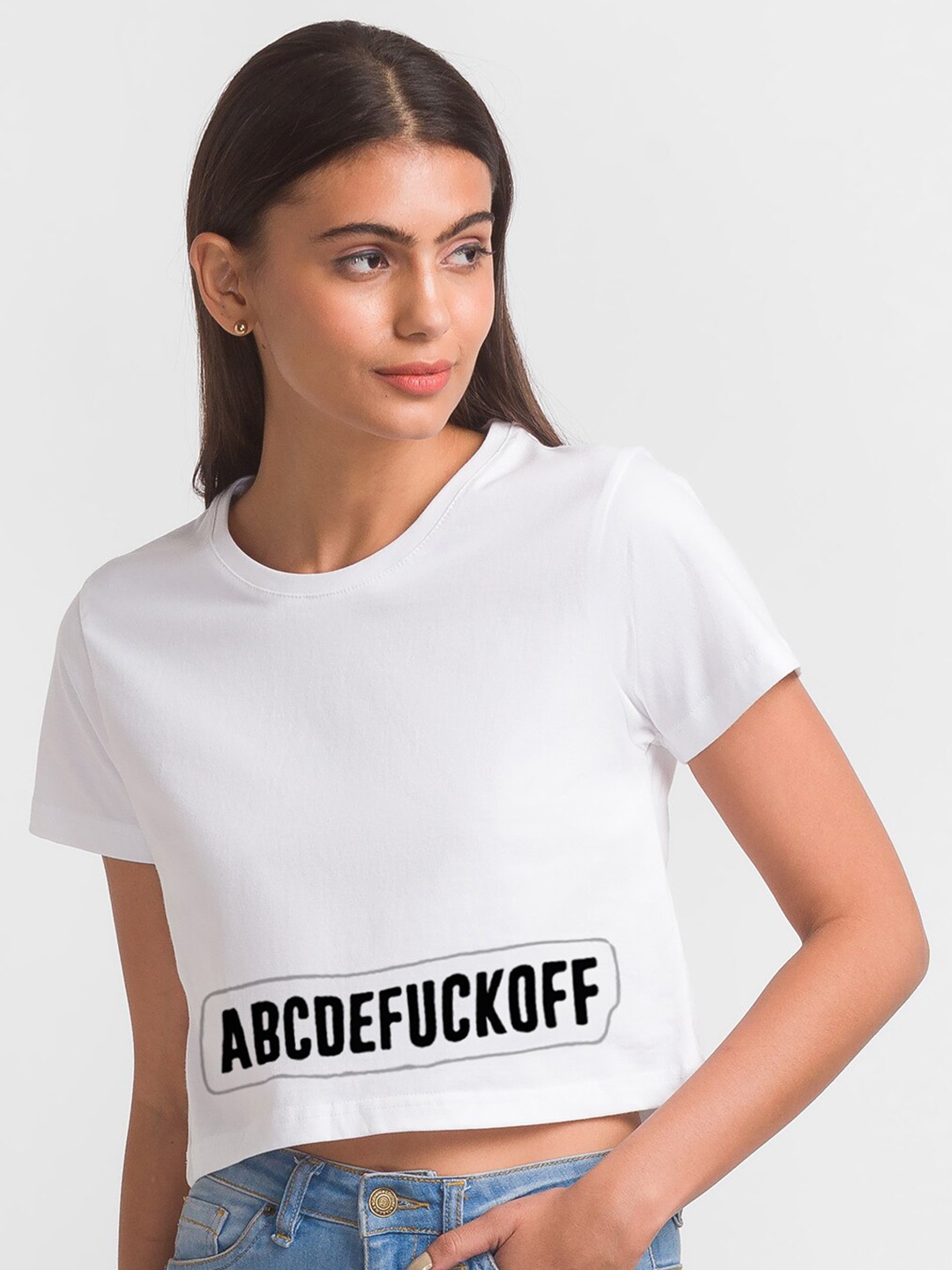 

FashionRack Women White Typography Printed Bio Finish Cotton T-shirt