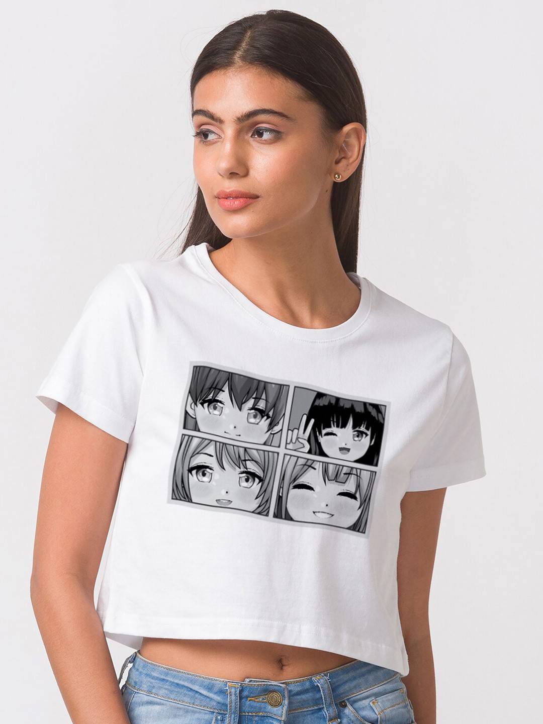 

FashionRack Women White Printed Cotton Bio Finish T-shirt
