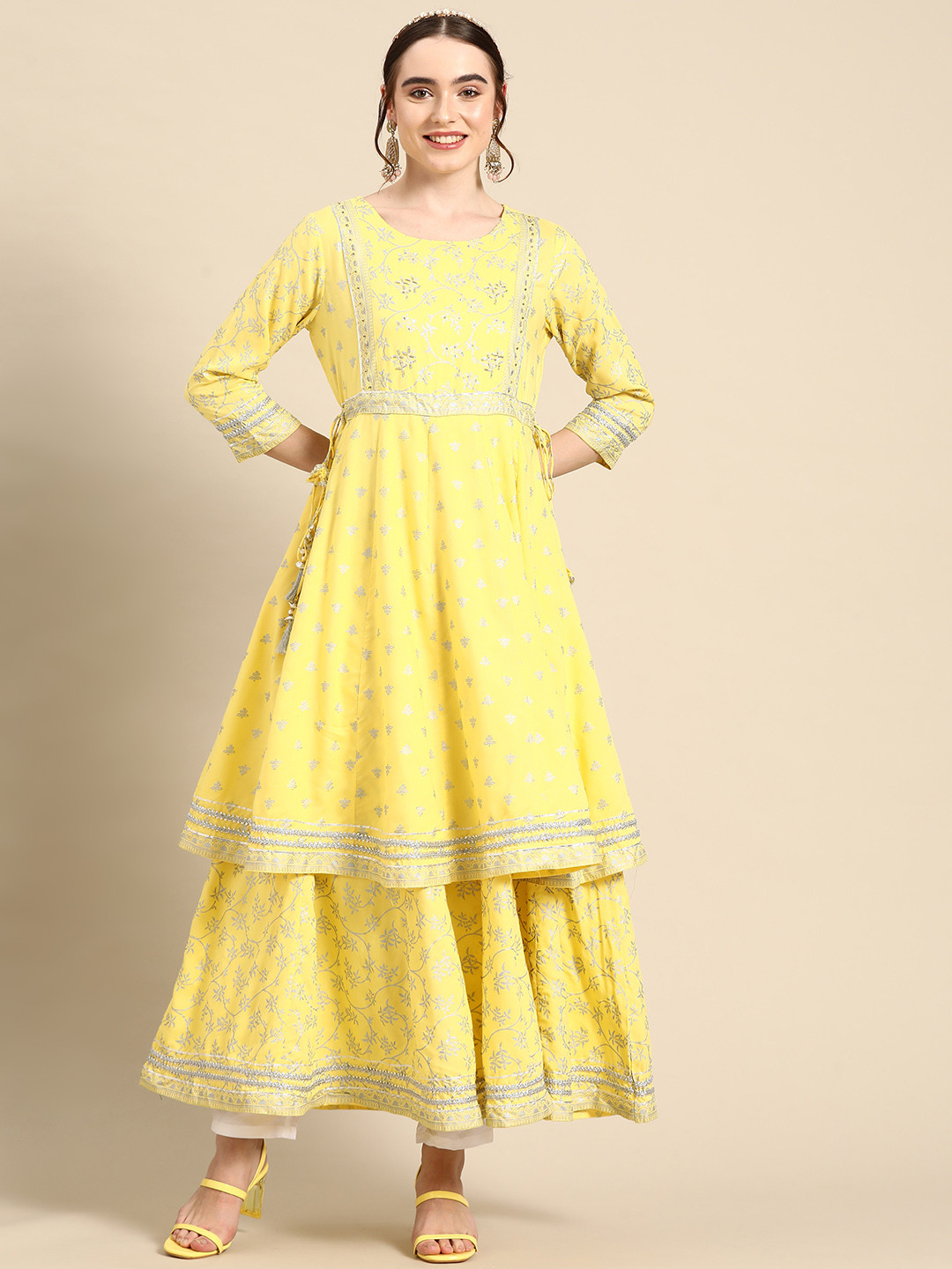 

Sangria Ethnic Motifs Printed Anarkali Kurta, Yellow