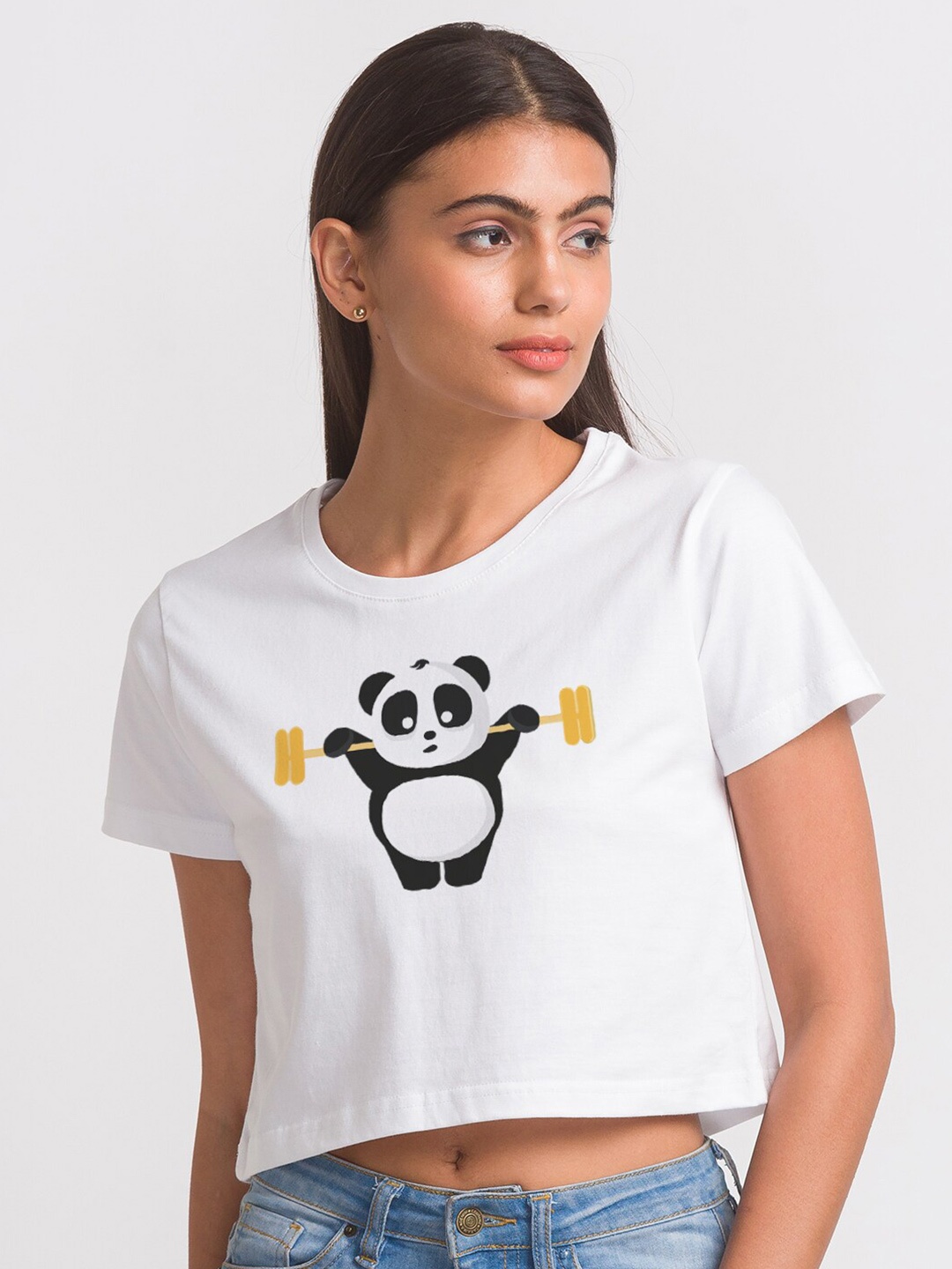 

FashionRack Women White Printed Cotton Bio Finish T-shirt