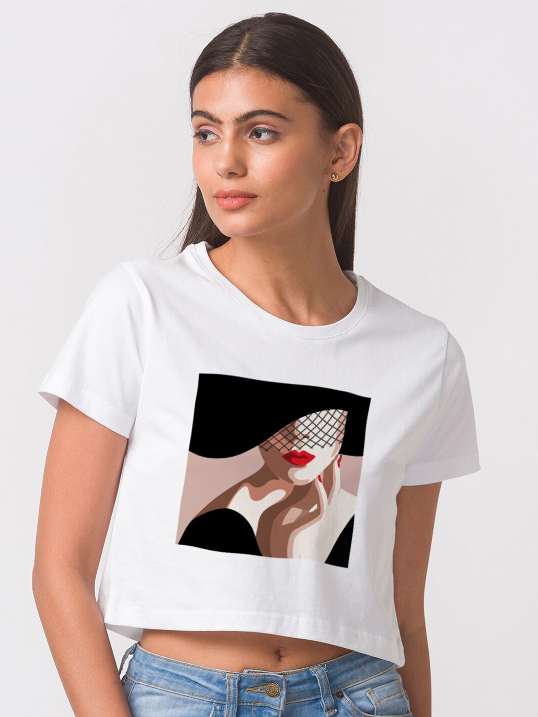 

FashionRack Women White Printed Antimicrobial Cotton T-shirt