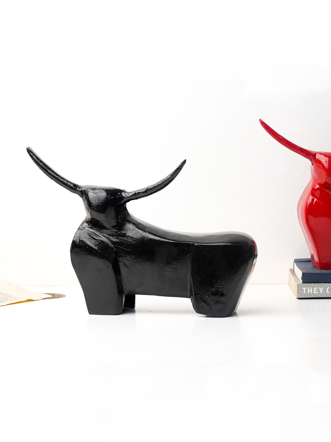

CASA DECOR Black Solid Abstract Bison Sculpture Showpieces
