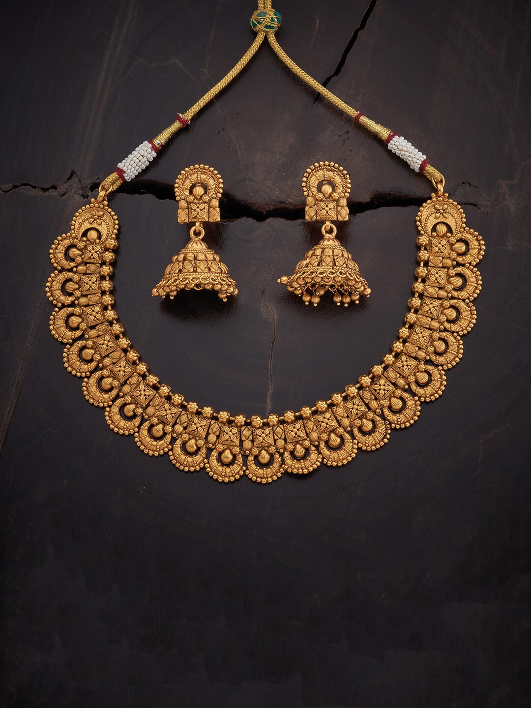 

Kushal's Fashion Jewellery Gold-Plated Necklace with Earrings