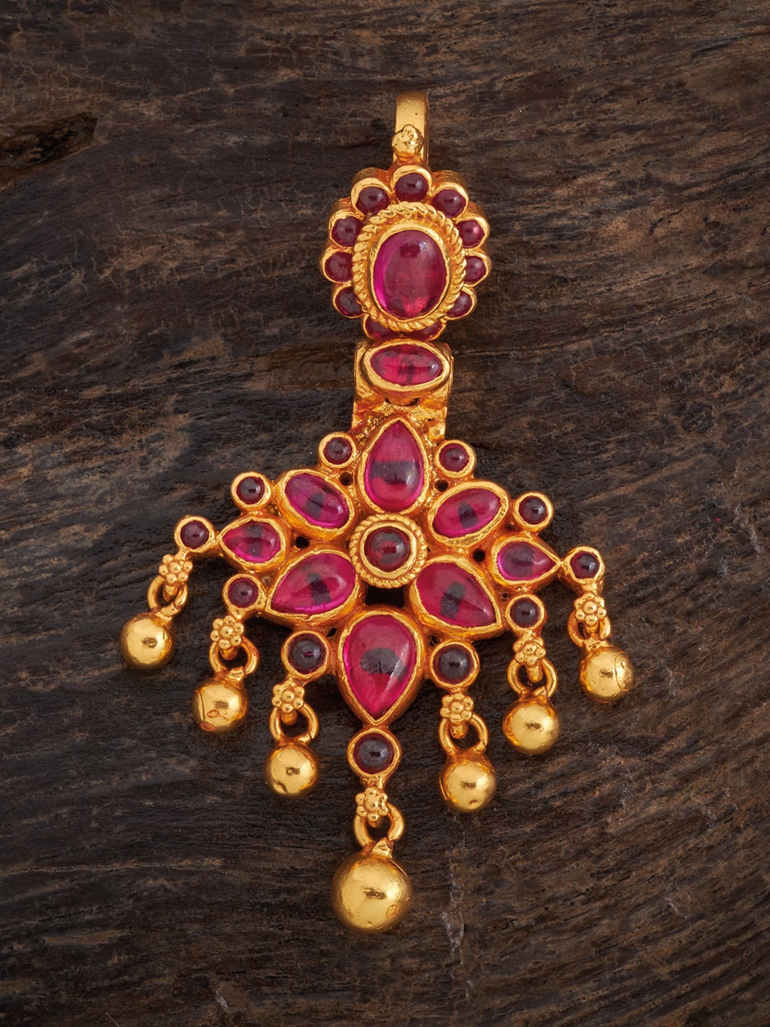

Kushal's Fashion Jewellery Gold-toned & Red Stone Studded Pendant