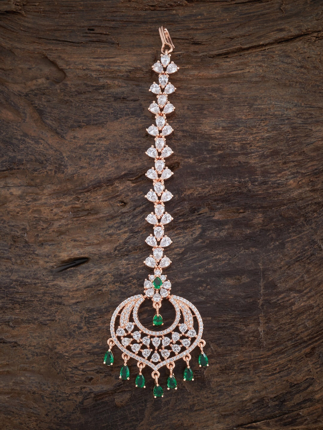 

Kushal's Fashion Jewellery Stone-Studded Maangtika, Rose gold
