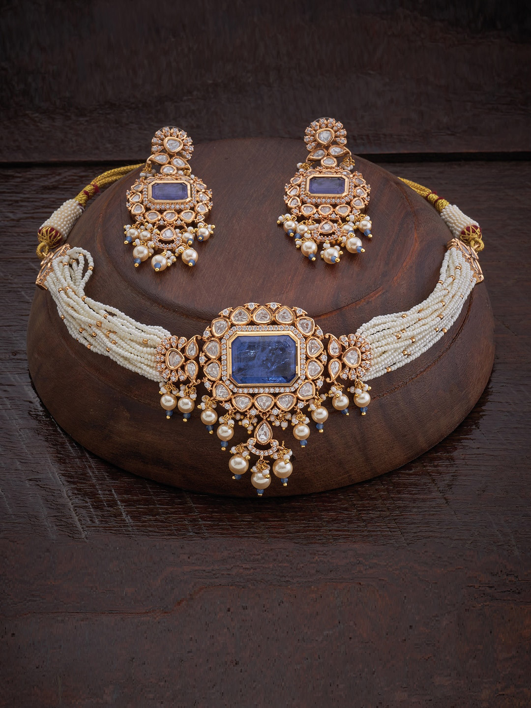 

Kushal's Fashion Jewellery Women Gold Plated White & Lavender Stone & Pearl Jewellery Set