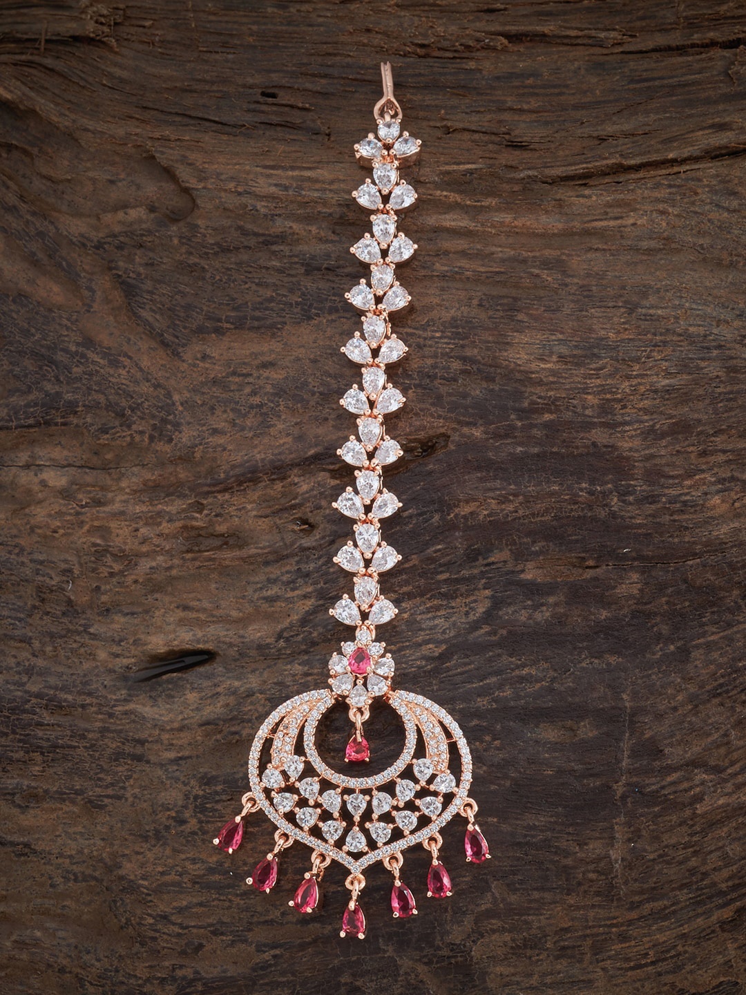 

Kushal's Fashion Jewellery Stone-Studded Maangtika, Rose gold