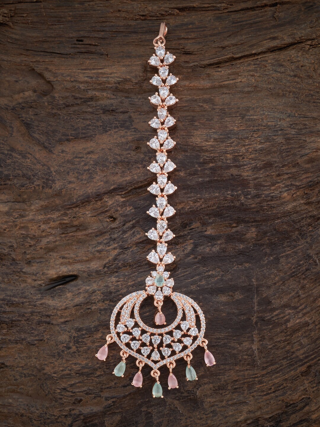 

Kushal's Fashion Jewellery Stone-Studded Maangtika, Rose gold