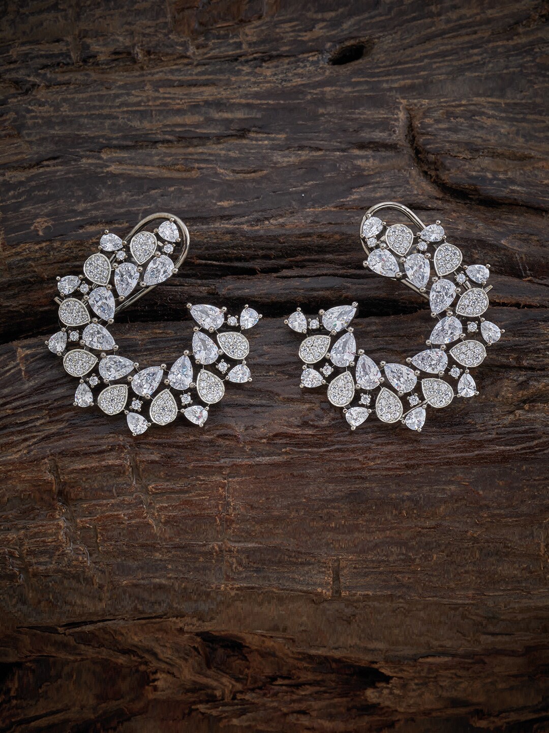 

Kushal's Fashion Jewellery Black Polish White Floral Studs Earrings