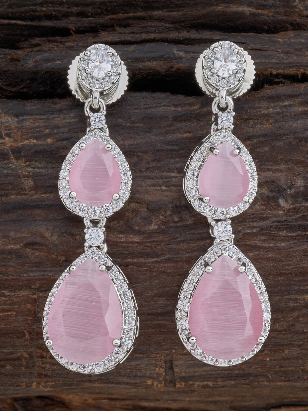 

Kushal's Fashion Jewellery Pink Teardrop Shaped Drop Earrings