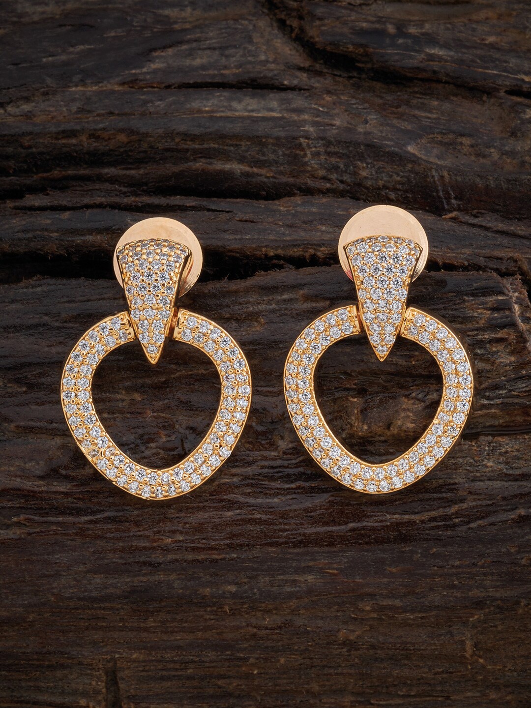 

Kushal's Fashion Jewellery Women Gold Plated White Crescent Shaped Drop Earrings