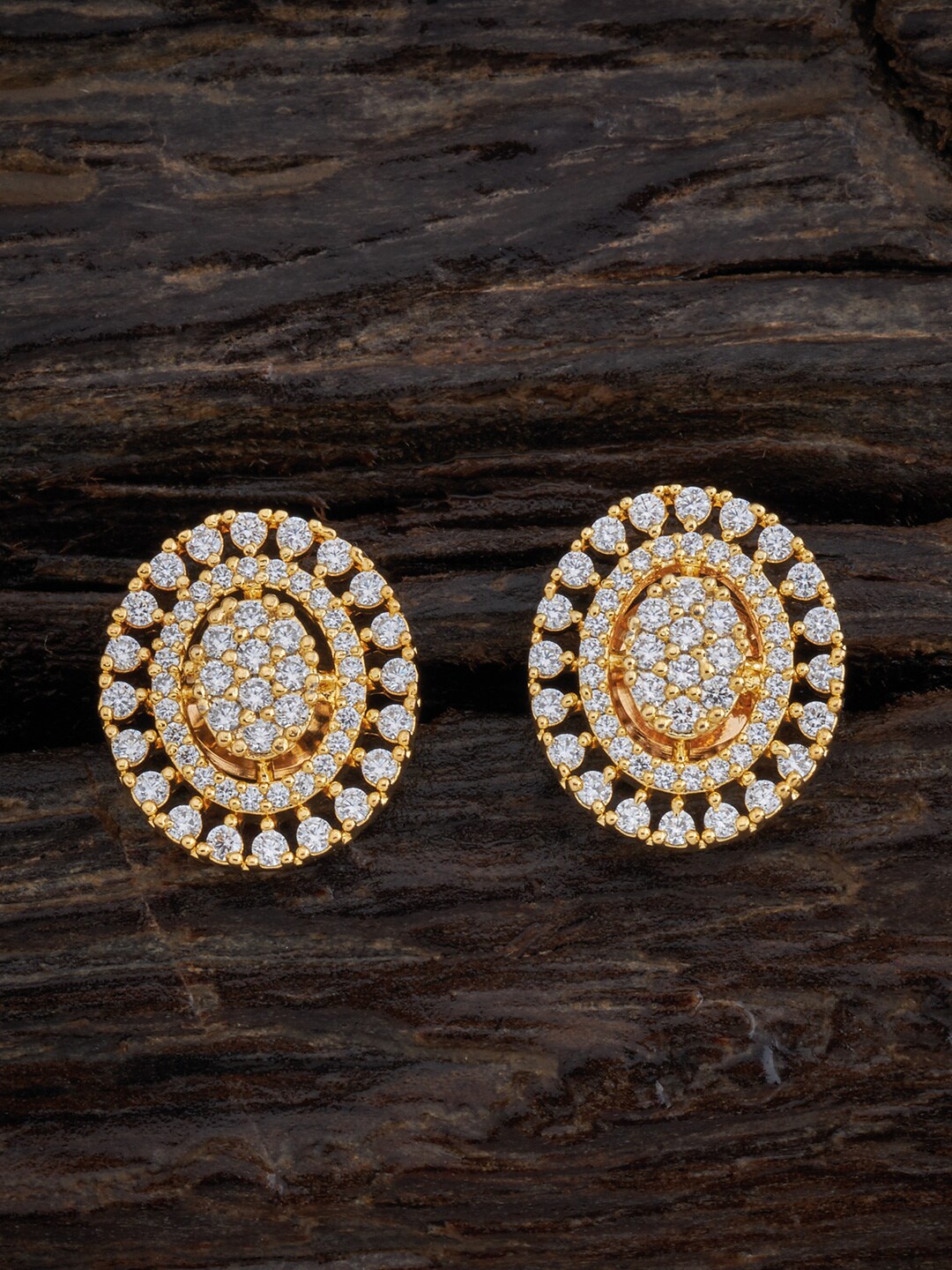 

Kushal's Fashion Jewellery Women Gold Plated White Oval Studs Earrings