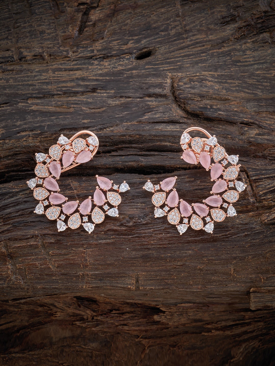 

Kushal's Fashion Jewellery Women Rose-Gold Plated Pink Floral Studs Earrings