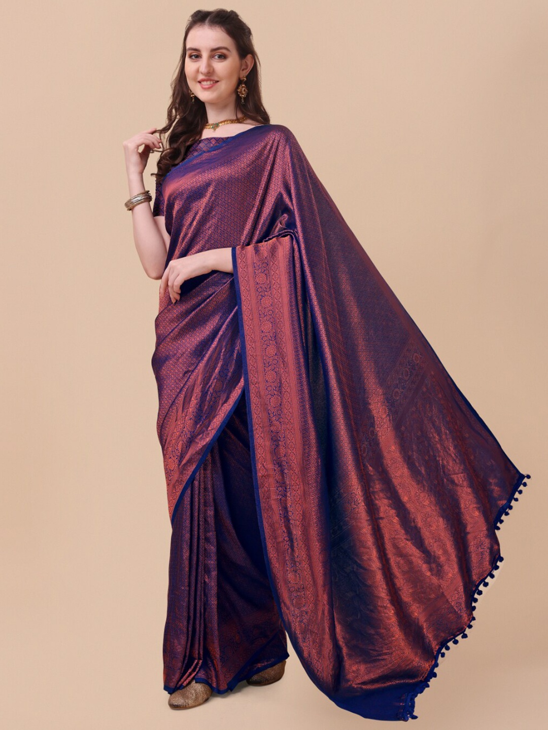 

Mitera Blue Woven Design Zari Pure Silk Mysore Silk Saree