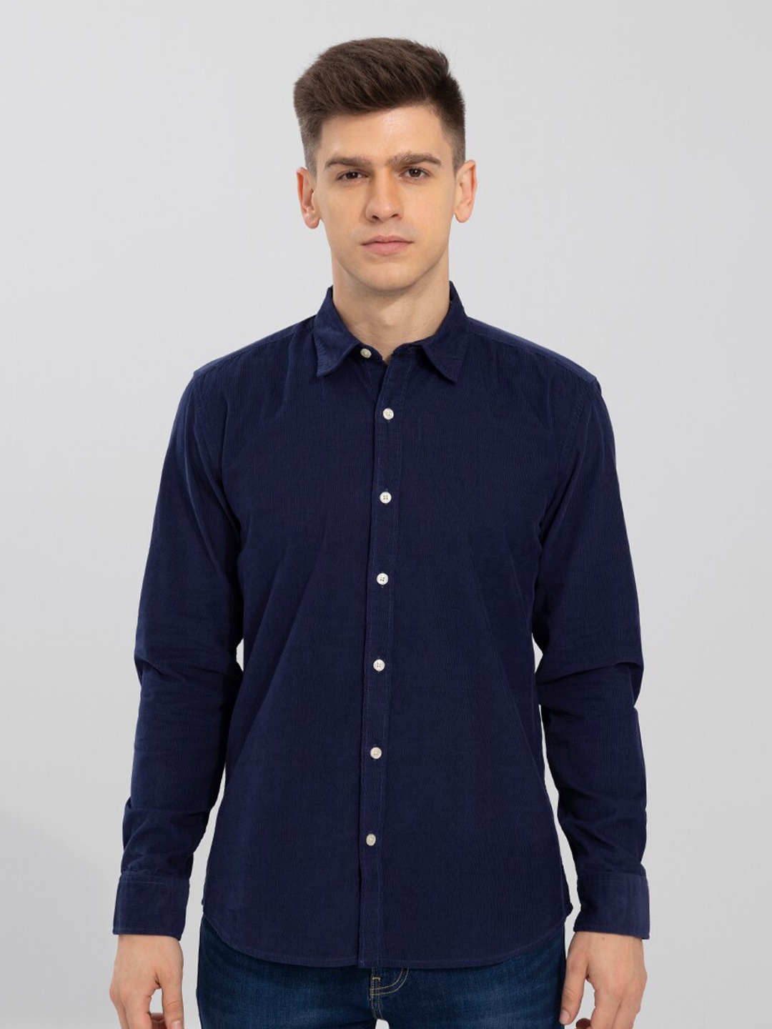 

Snitch Men Blue Slim Fit Cotton Casual Shirt