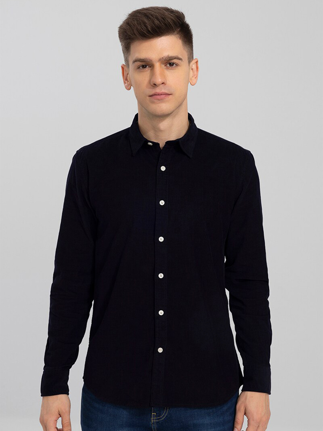

Snitch Men Blue Slim Fit Casual Cotton Shirt