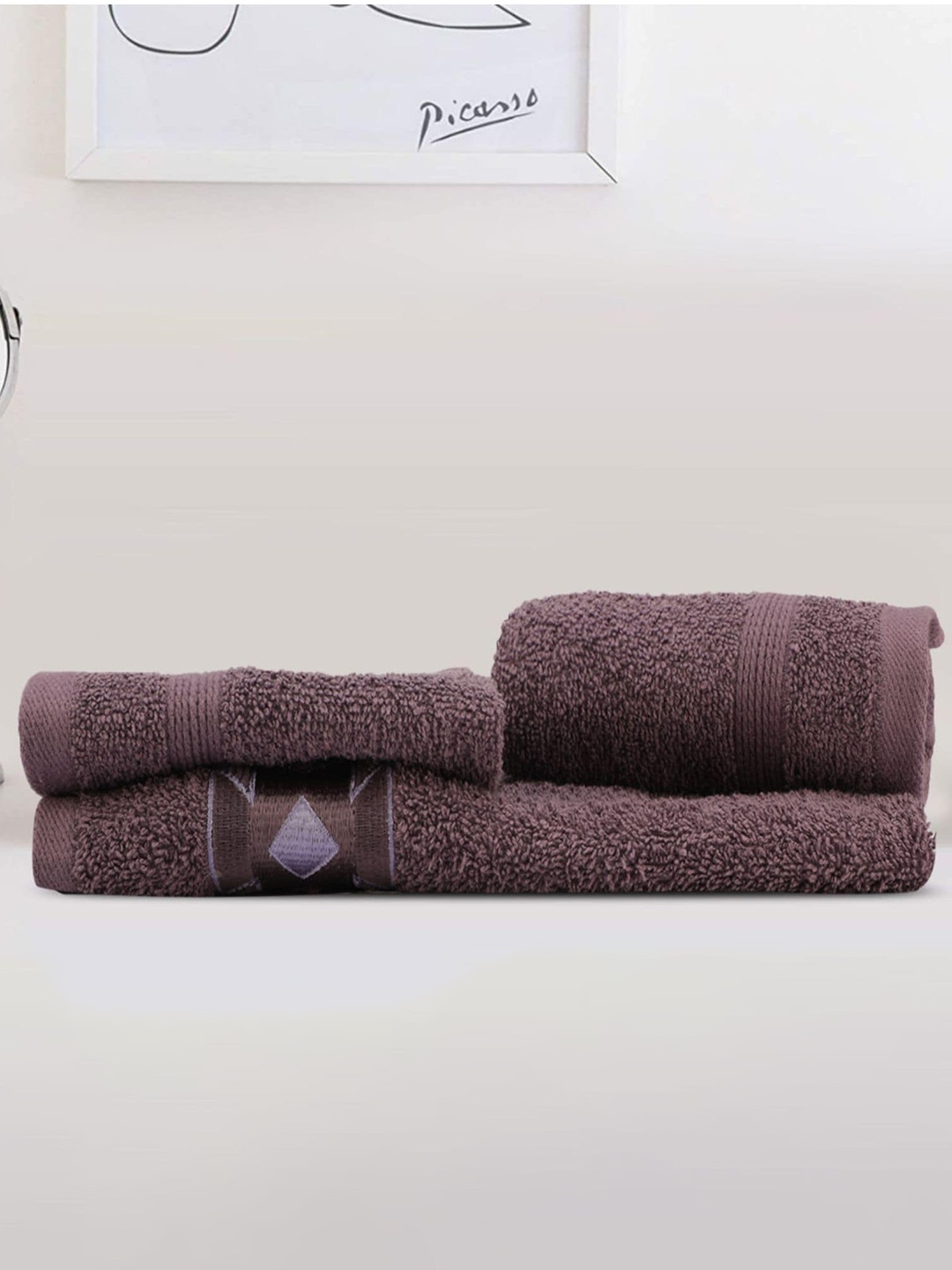 

LUSH & BEYOND Set Of 3 Purple Cotton 500 GSM Towel Set