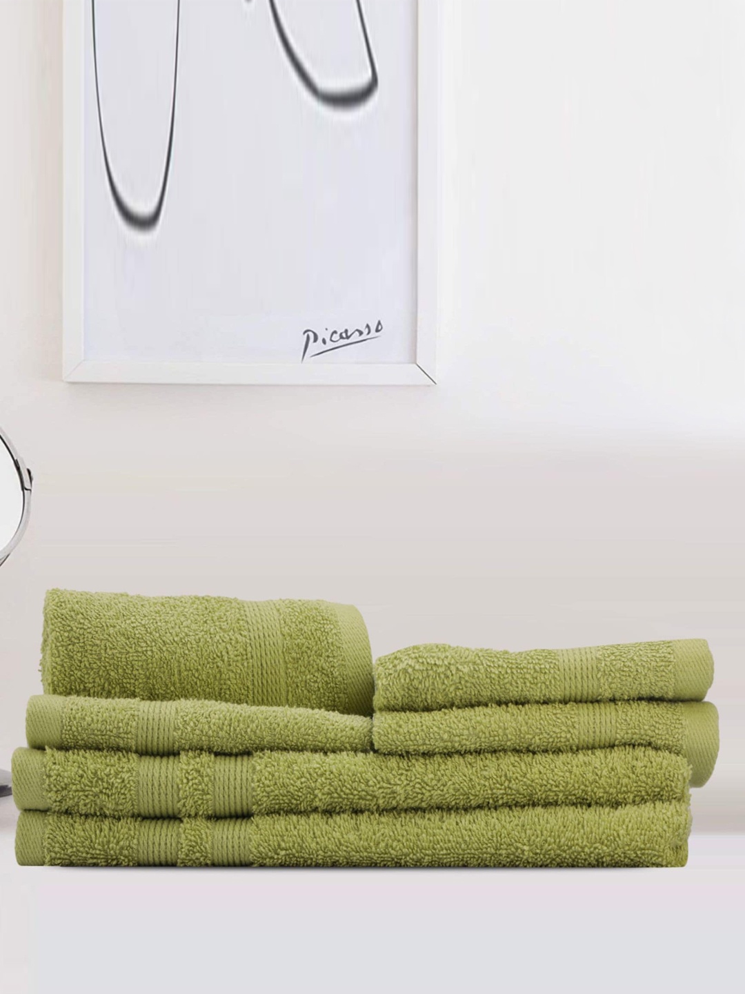 

LUSH & BEYOND Set of 6 Lime Green 500 GSM Cotton Towel Set
