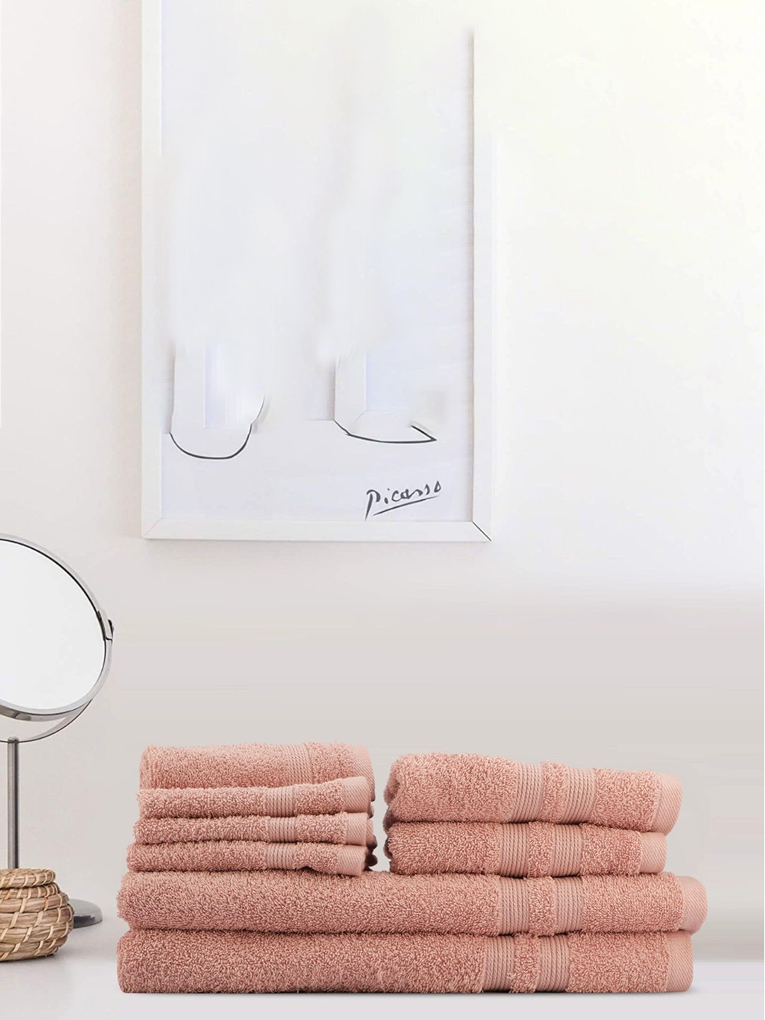 

LUSH & BEYOND Set Of 6 Pure Cotton 500 GSM Towel Set, Peach