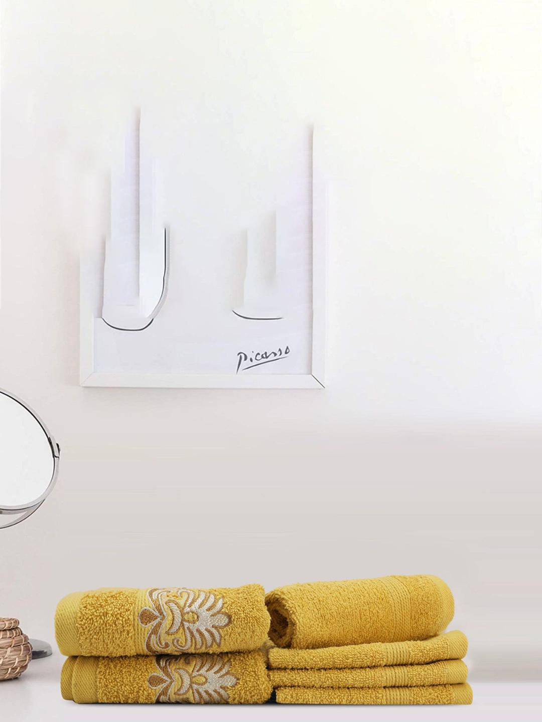 

LUSH & BEYOND Set of 6 Mustard Yellow 500 GSM Cotton Face & Hand Towel