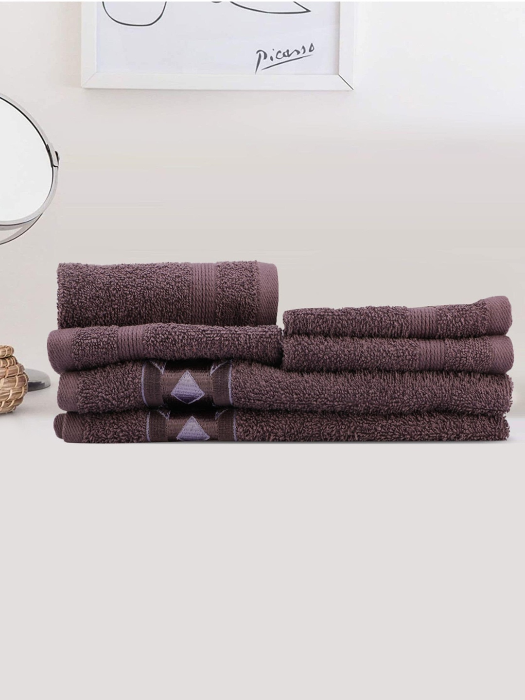 

LUSH & BEYOND Set Of 6 Purple Cotton 500 GSM Towel Set