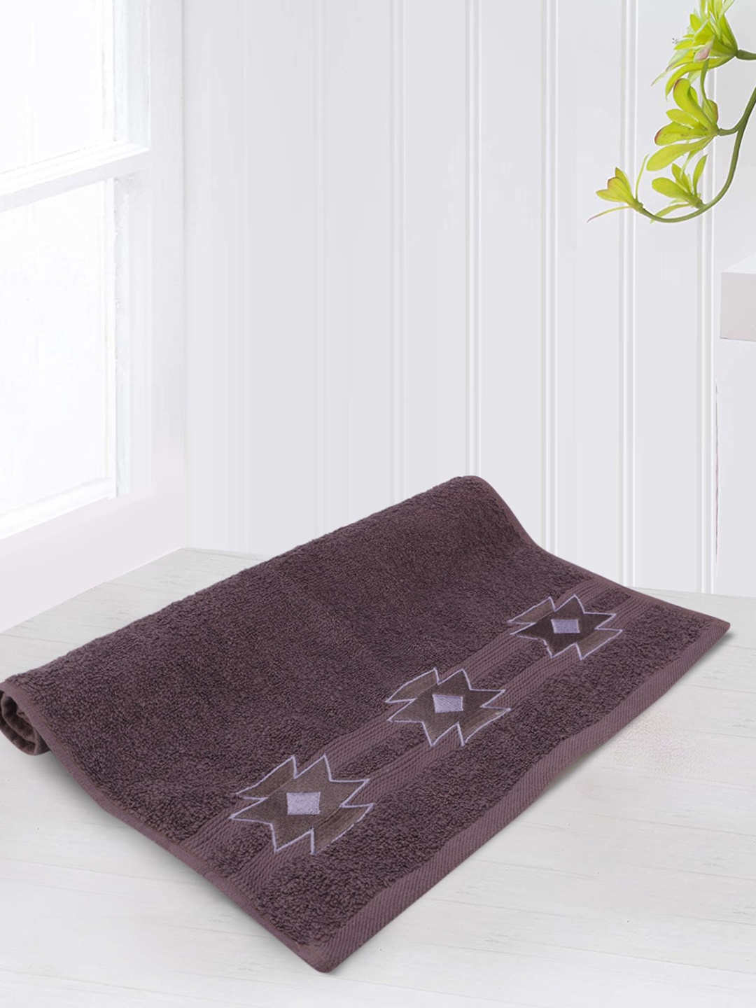 

LUSH & BEYOND Purple Self Design 500 GSM Cotton Hand Towel