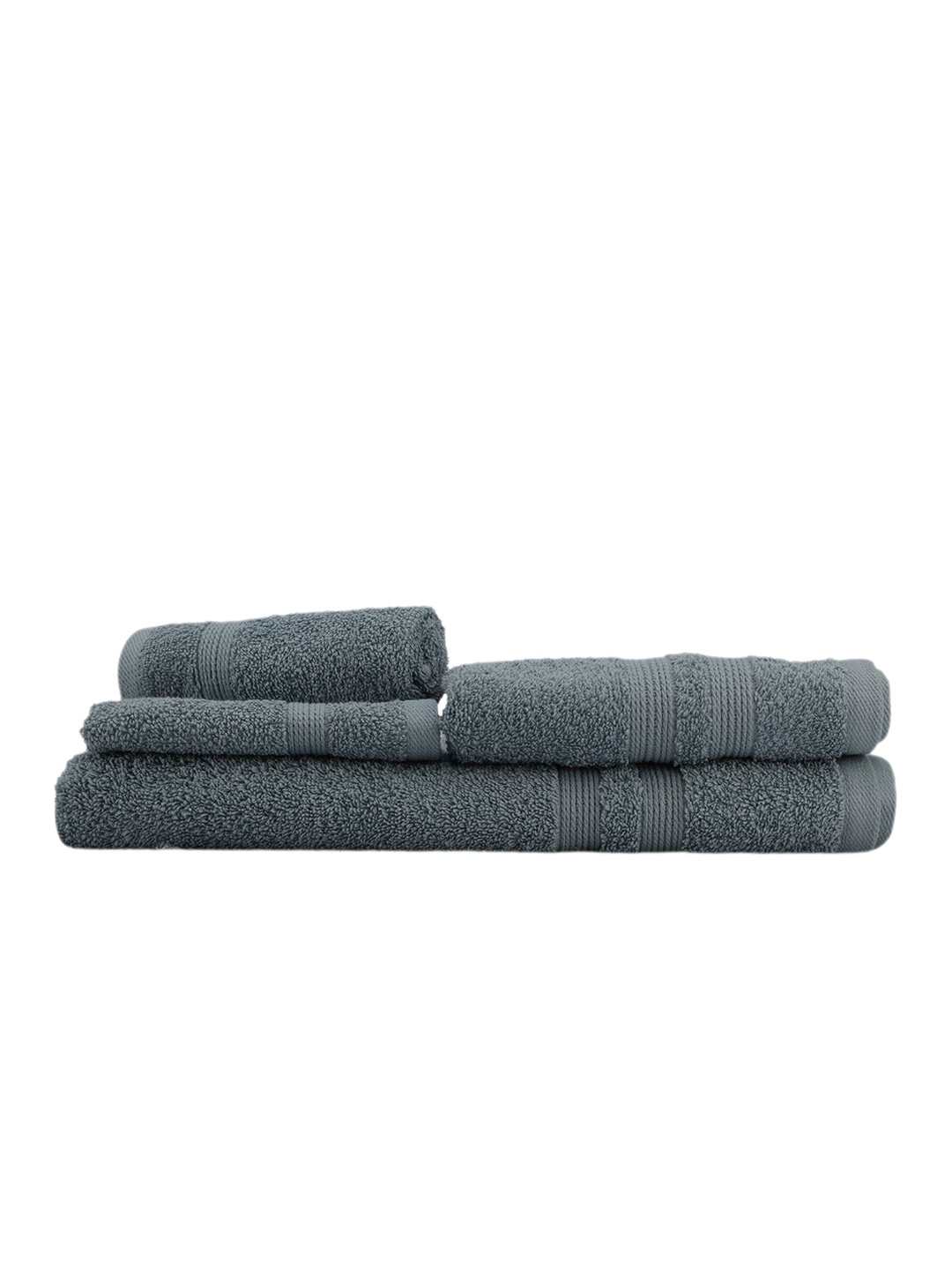 

LUSH & BEYOND Set Of 4 Grey 500 GSM Pure Cotton Towel Set