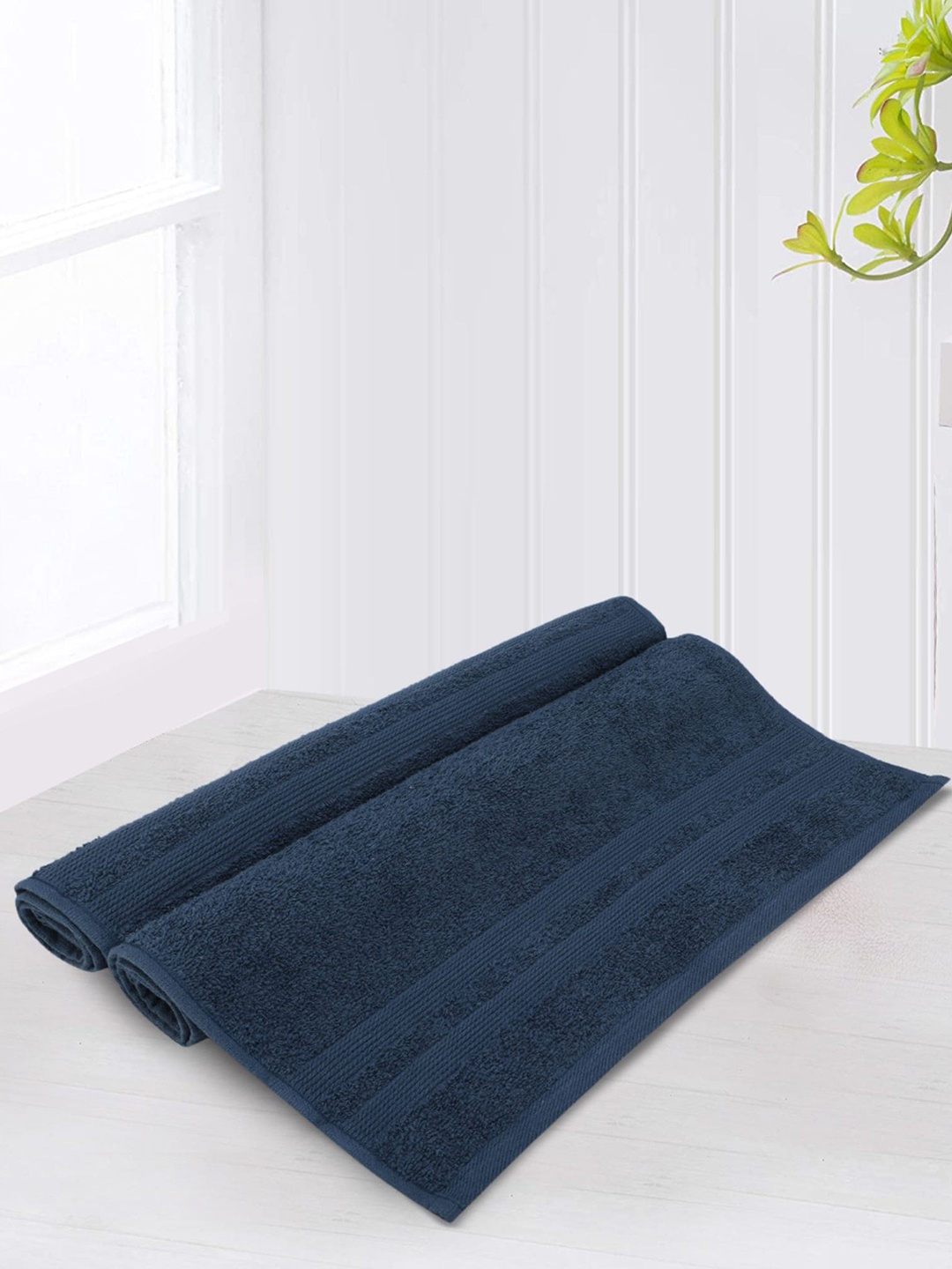 

LUSH & BEYOND Set Of 2 Navy Blue Pure Cotton 500 GSM Hand Towels
