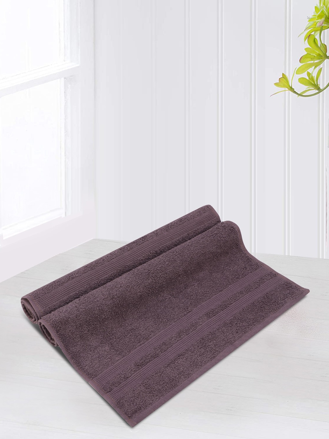 

LUSH & BEYOND Set Of 2 Solid Pure Cotton 500 GSM Hand Towels, Purple