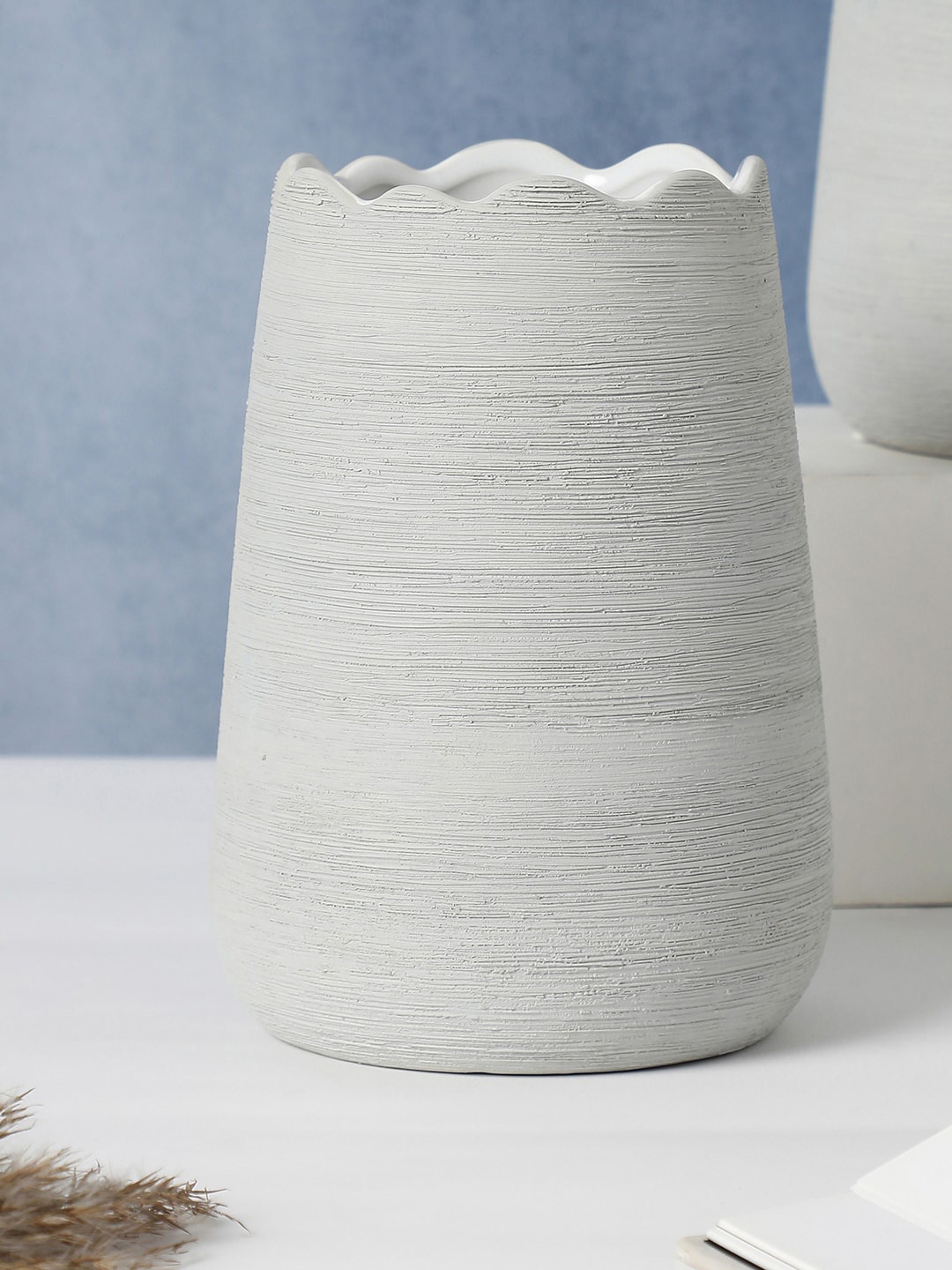 

Bonhomie White Textured Ceramic Vase