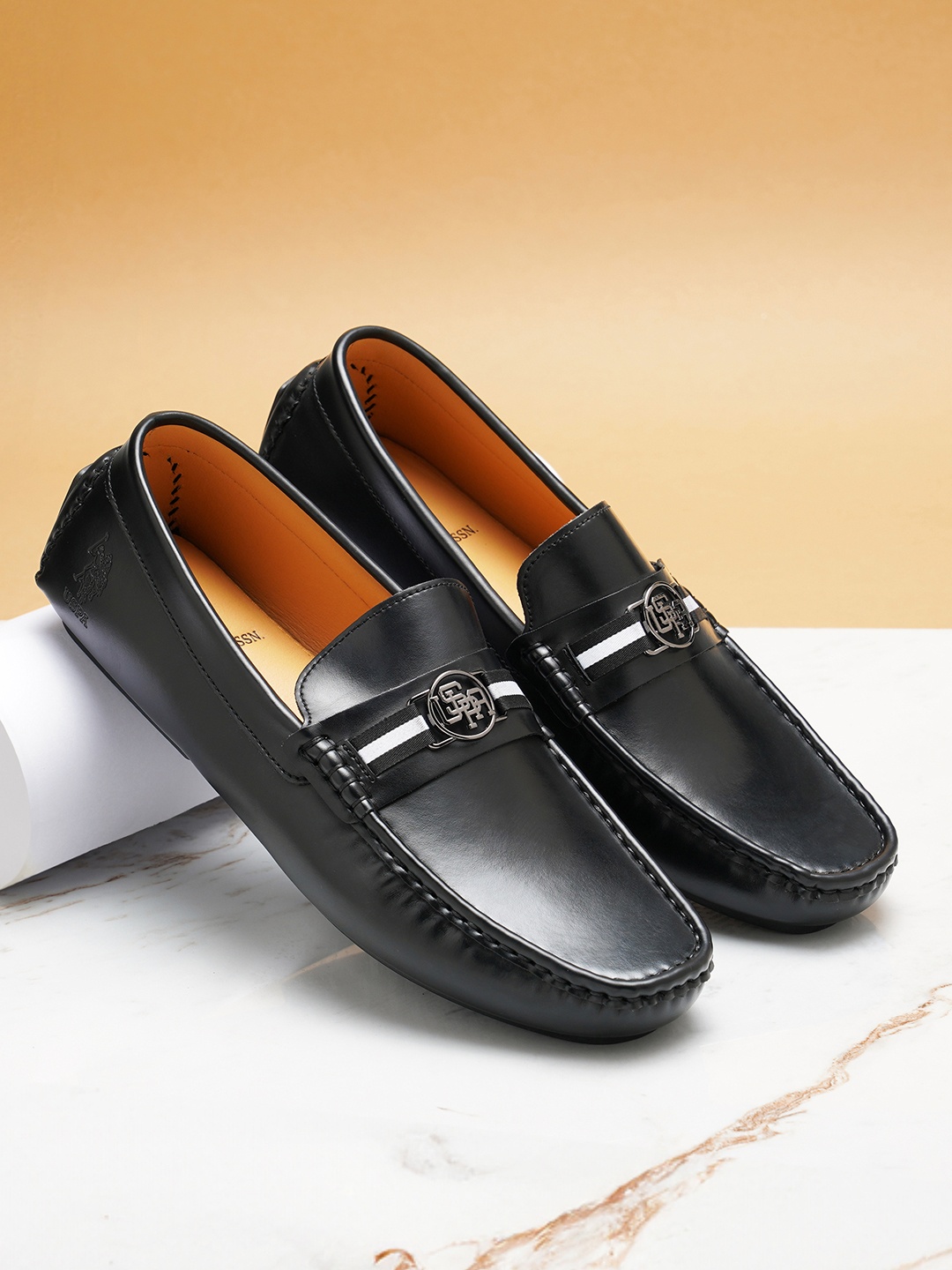 

U S Polo Assn Men Black Solid PU Loafers