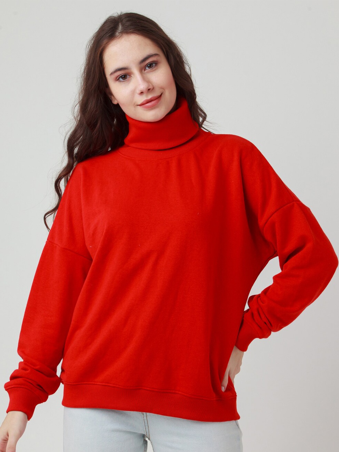 

Zink London Women Red Solid Sweatshirt