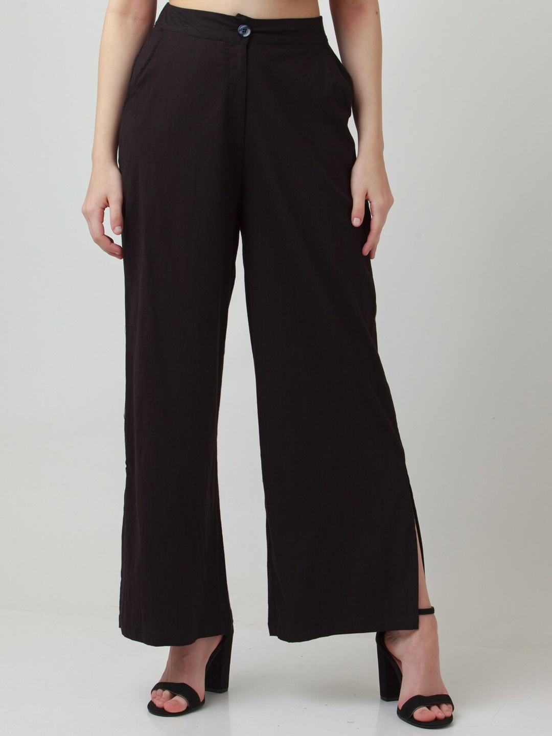 

Zink London Women Black Flared High-Rise Trousers
