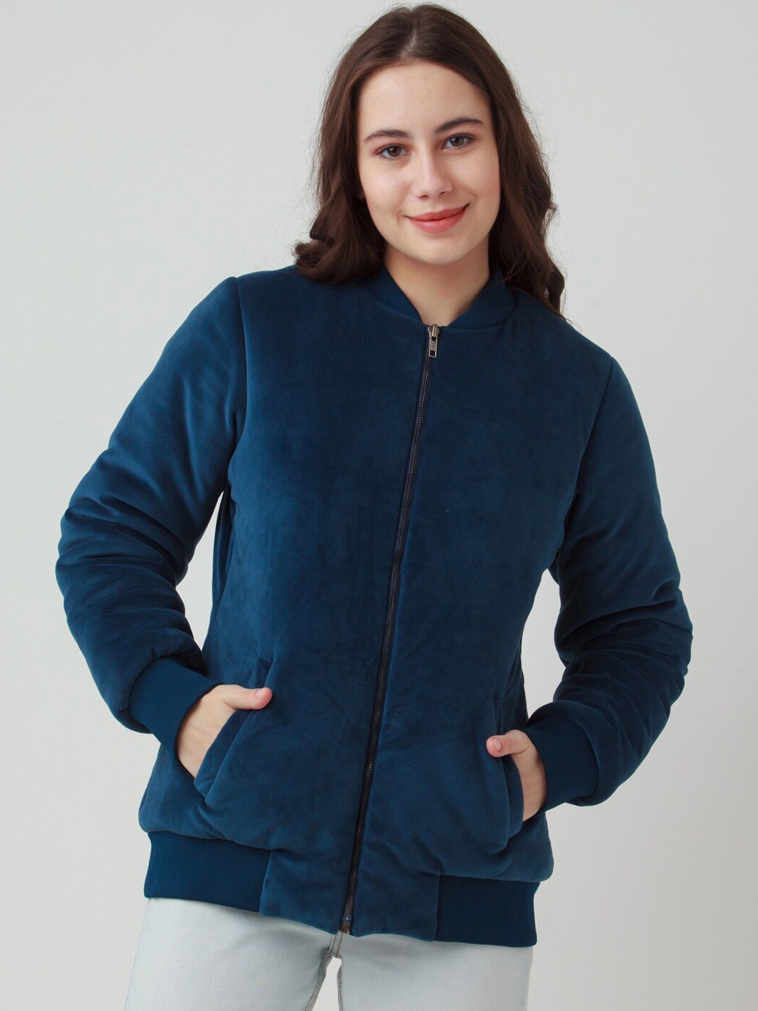 

Zink London Women Blue Bomber Jacket