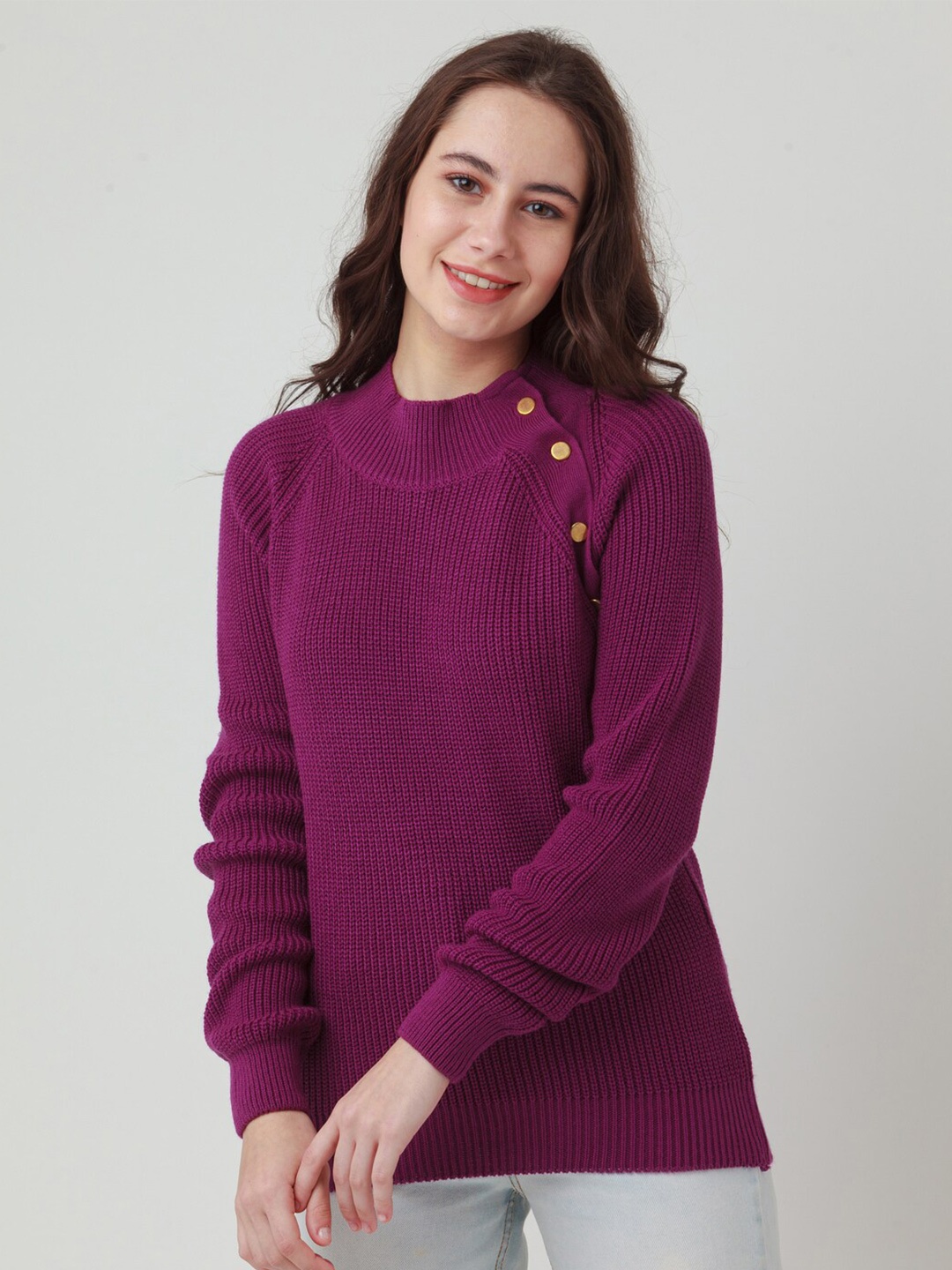 

Zink London Women Lavender Ribbed Pullover Sweater