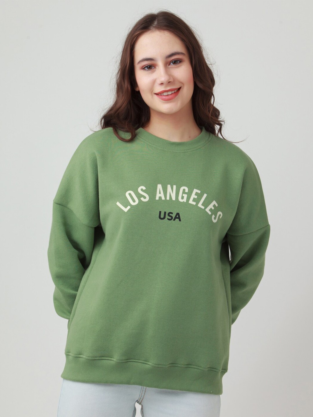

Zink London Women Green Printed Sweatshirt