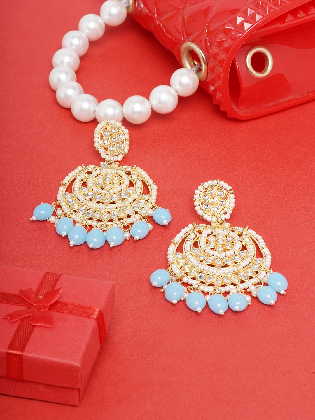 

DIVA WALK Blue & White Contemporary Chandbalis Earrings