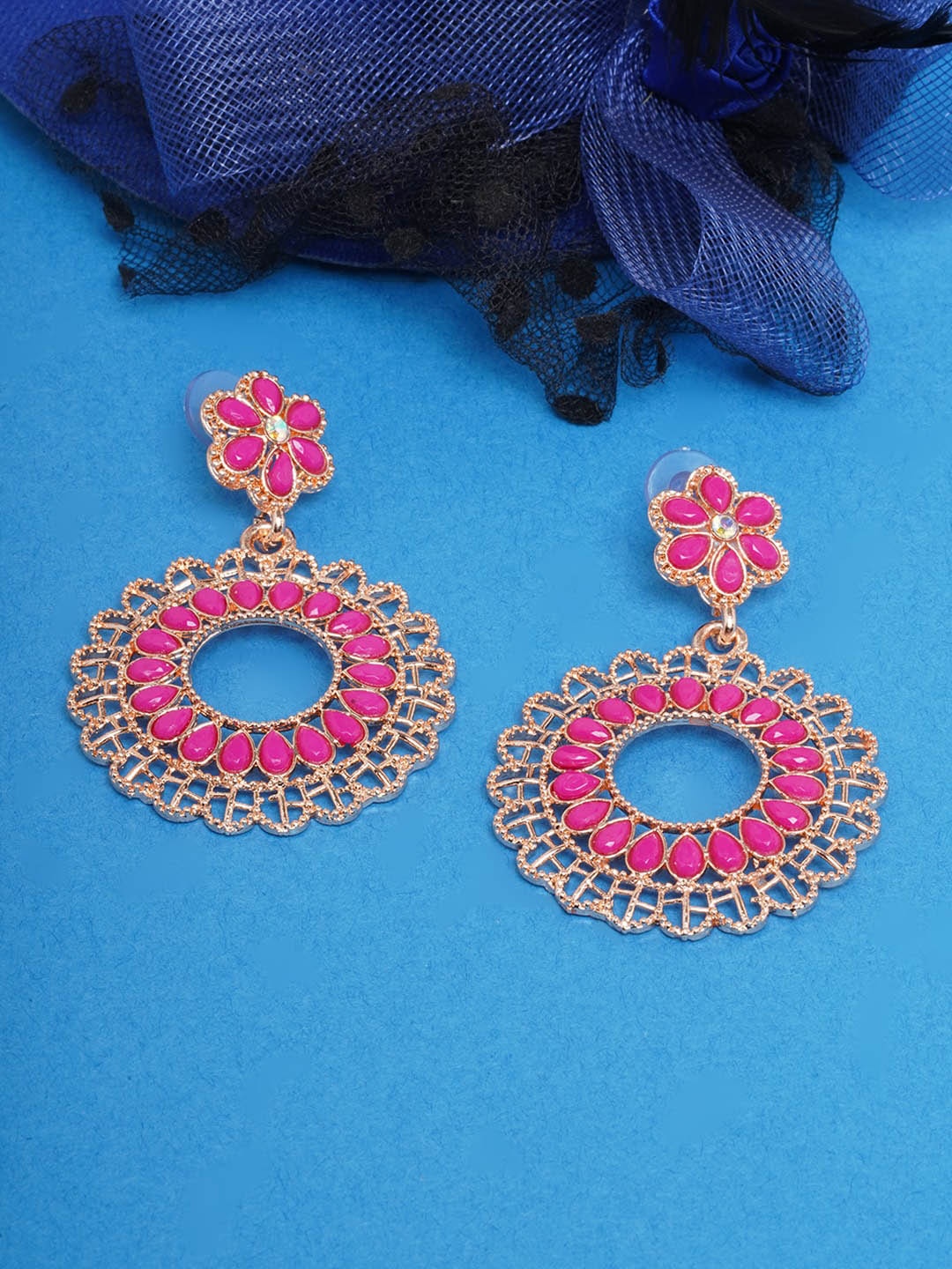 

DIVA WALK Pink & Rose Gold Plated Contemporary Drop Earrings