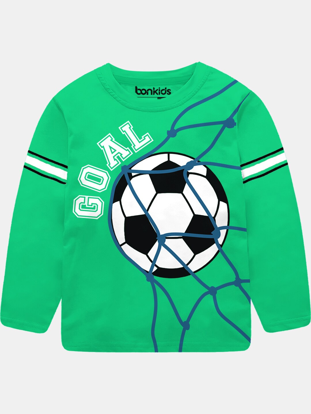 

BONKIDS Boys Green Printed Cotton T-shirt