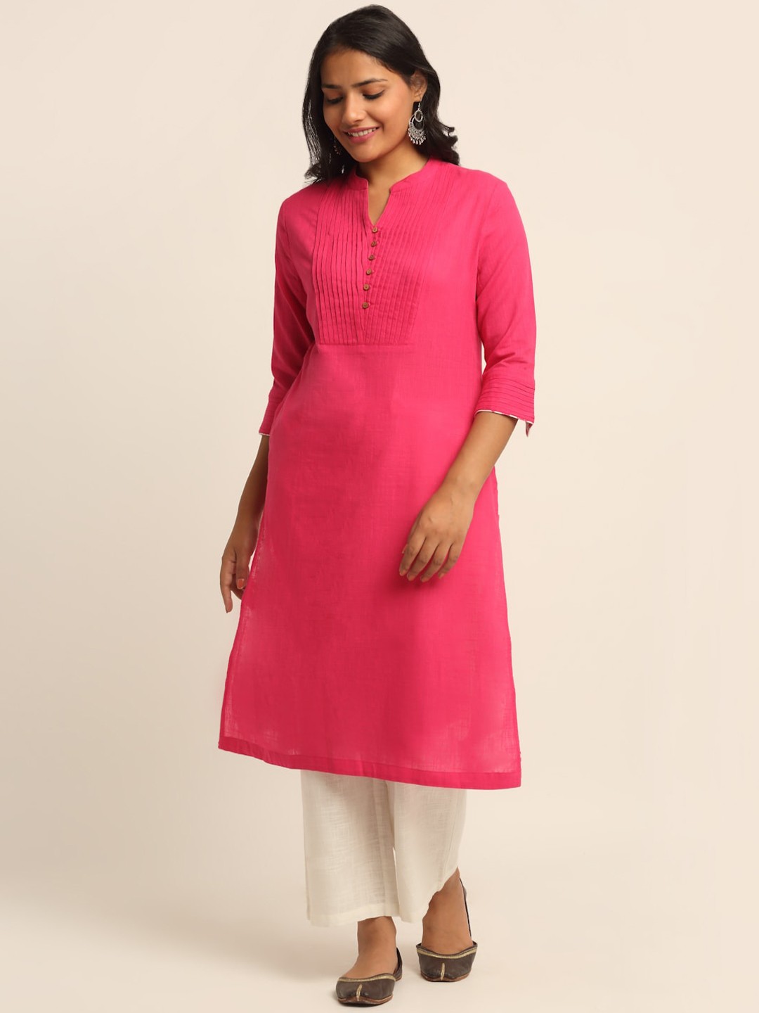 

EK BY EKTA KAPOOR Women Fuchsia Cotton Solid Kurta