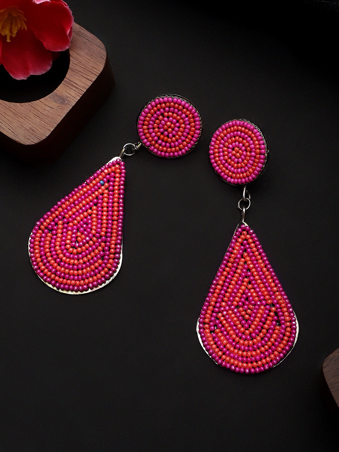 

CARDINAL Pink Teardrop Shaped Drop Earrings