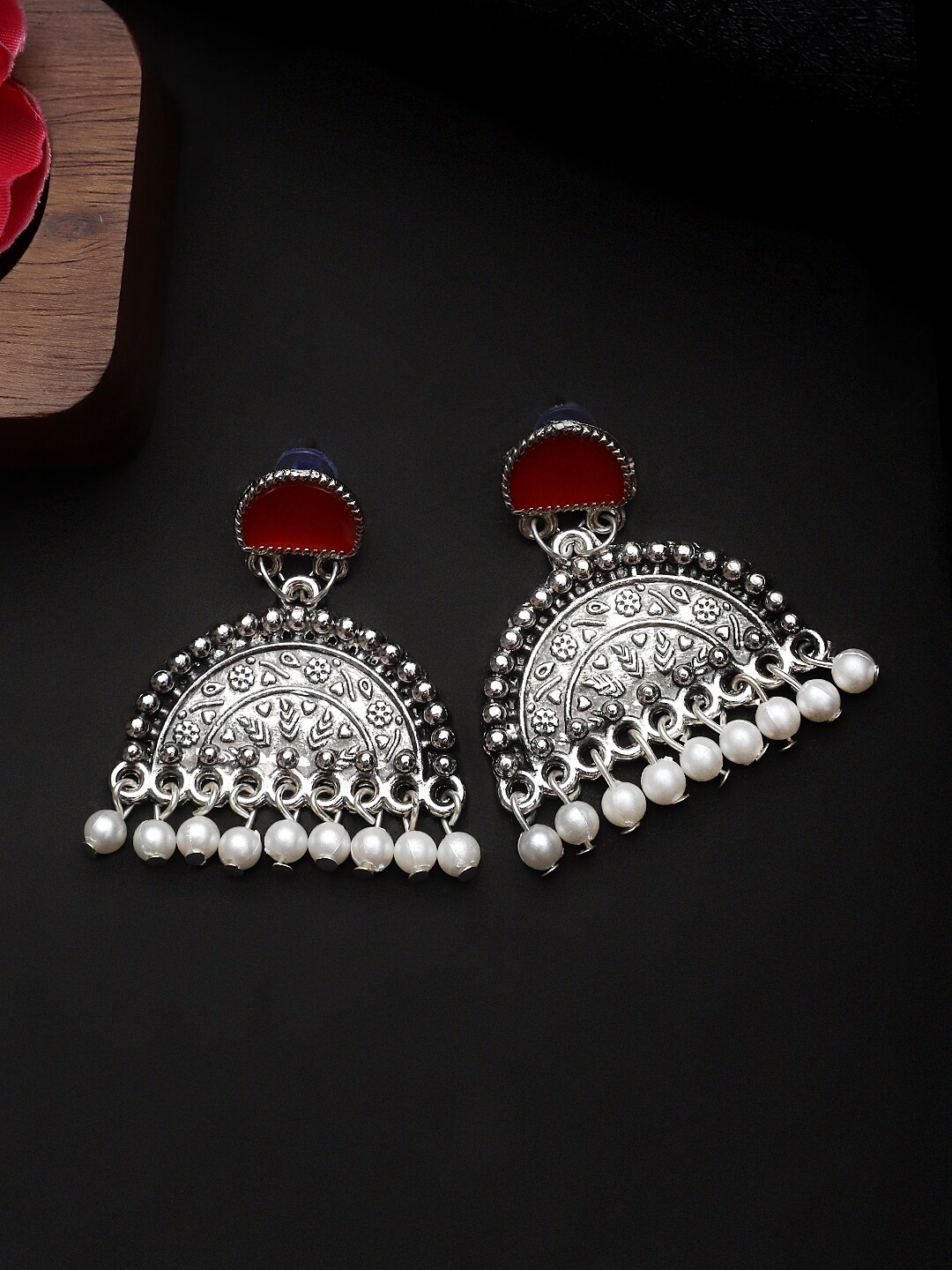 

CARDINAL Silver-Plated Spherical Drop Earrings