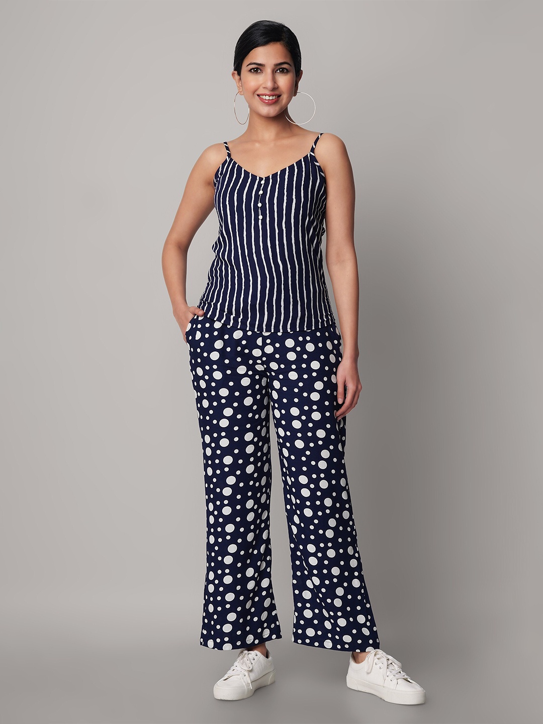 

God Bless Women Striped Co-Ords, Blue