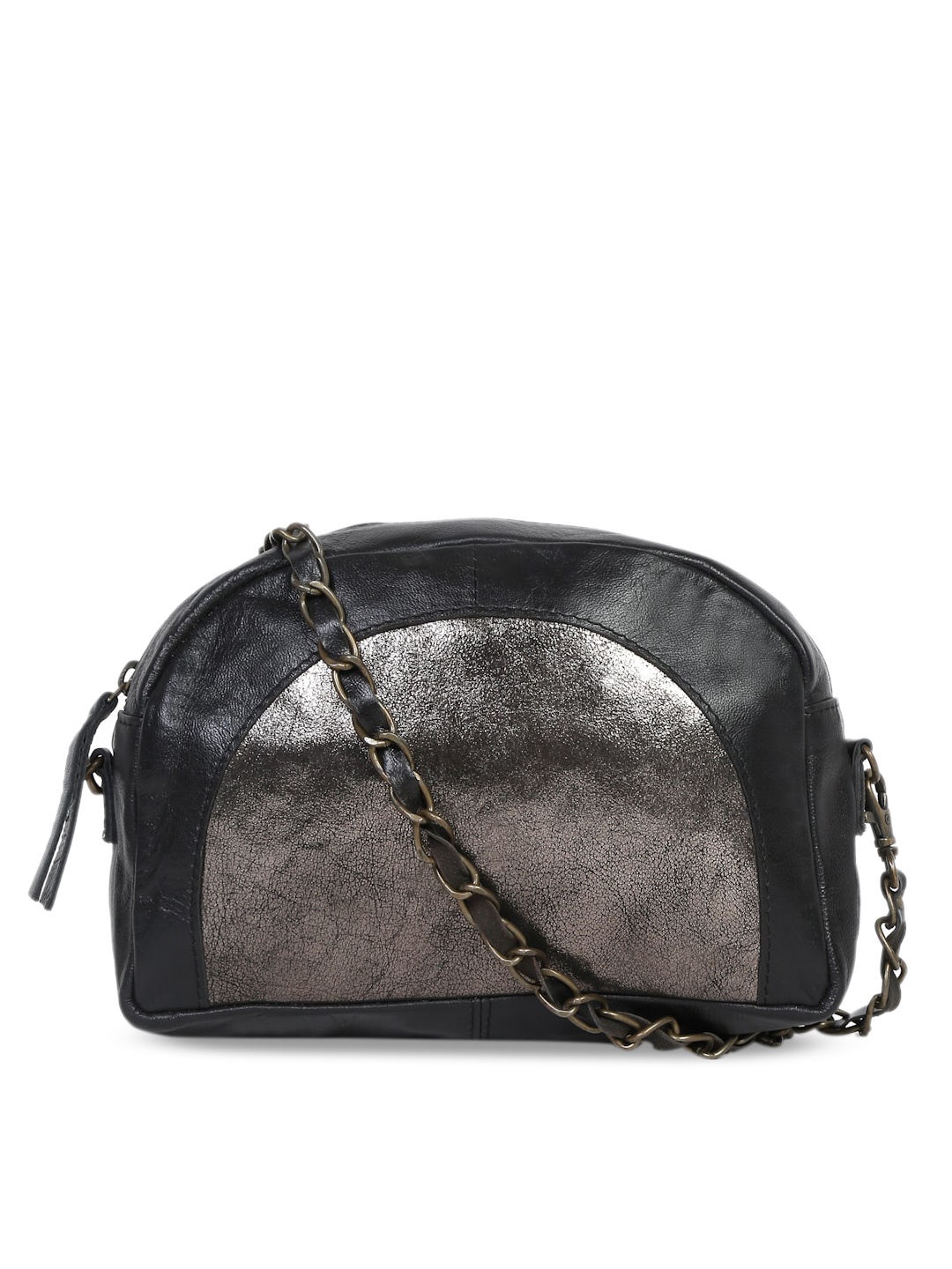 

Suvaska Navy Blue Textured Leather Bucket Sling Bag