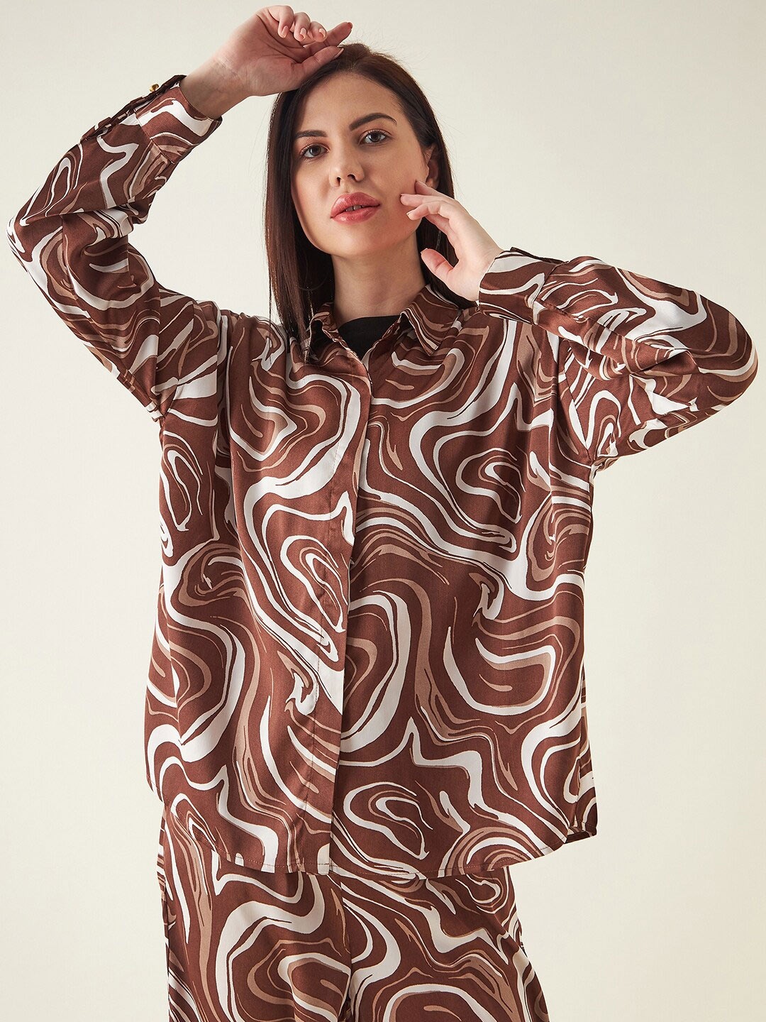 

JUNE & HARRY Women Comfort Printed Casual Shirt, Brown