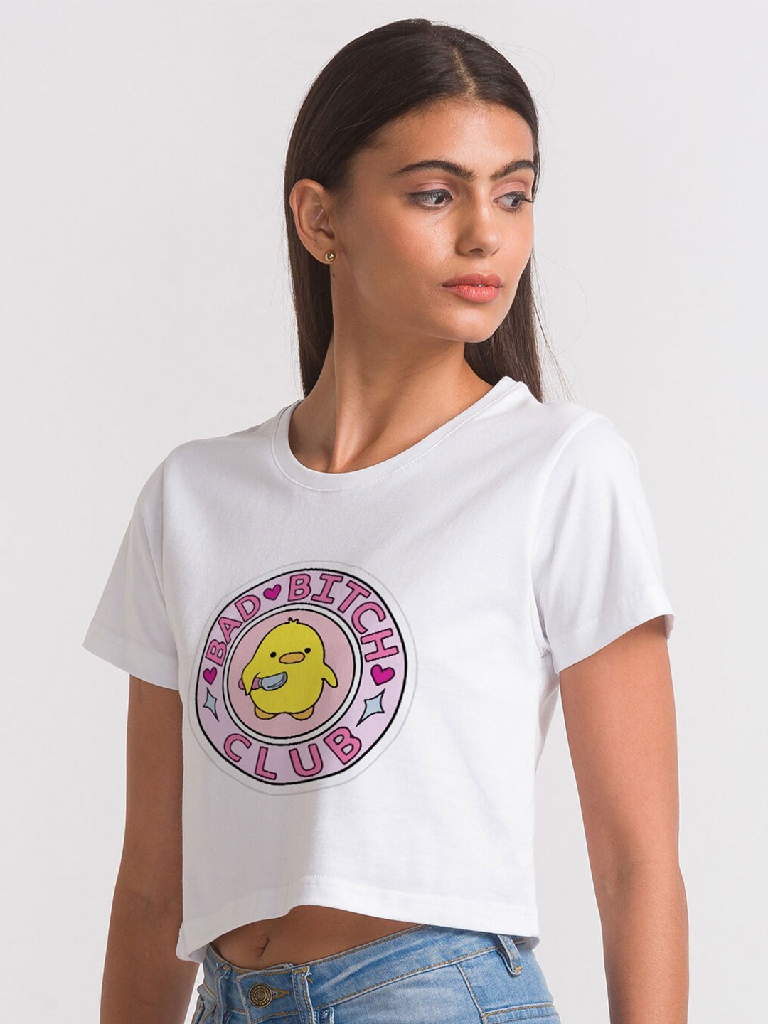 

FashionRack Women White Printed Cotton Antimicrobial T-shirt